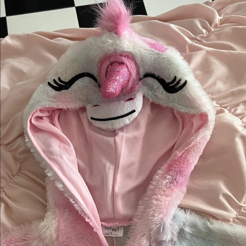 Spirit Soft Pink Furry tie dye cosplay unicorn suit